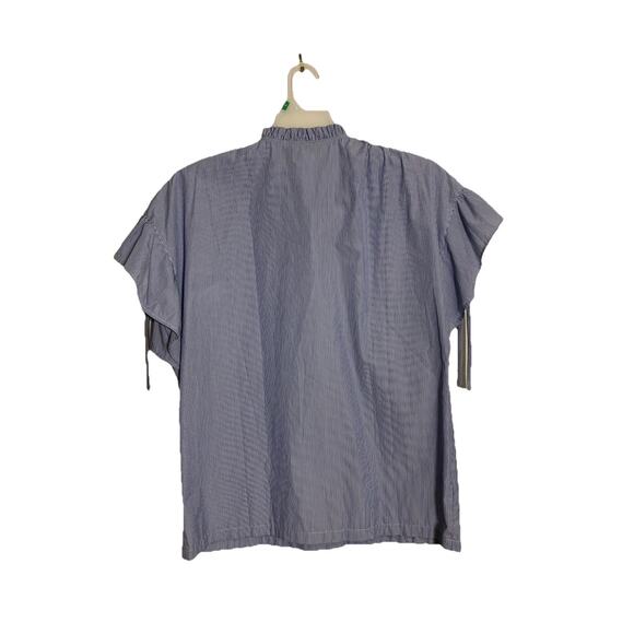 A.P.C. Blouse Light Blue White Ruffle Women’s Sz 2 Lagenlook Boho Rue Madame Top - Picture 4 of 8